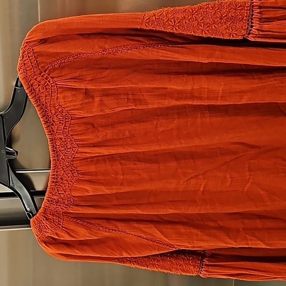 💕DOEN💕 Source Embroidered Gauze Top ~ Rust Burnt Orange XS *MissingTassle* - Picture 10 of 14